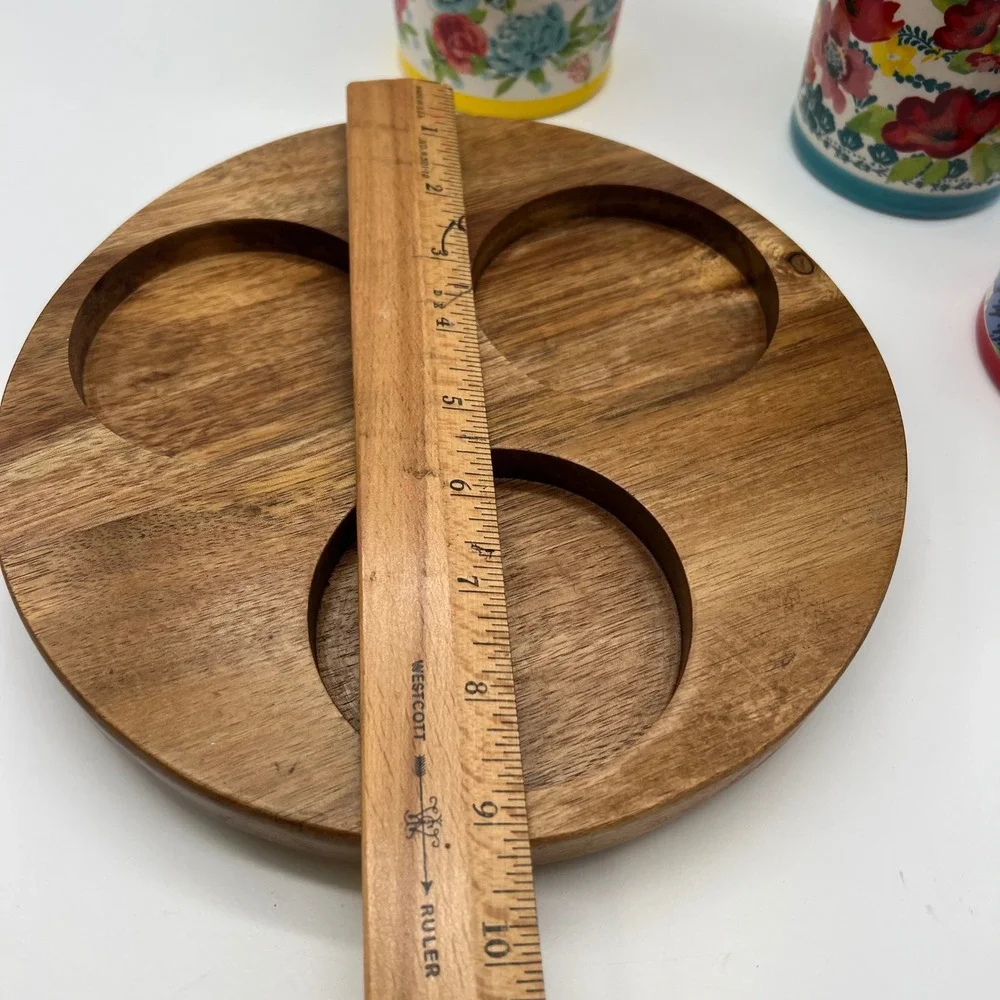 Pioneer Woman Floral Medley 3 Compartment Stoneware Utensil Holder Lazy Susan
